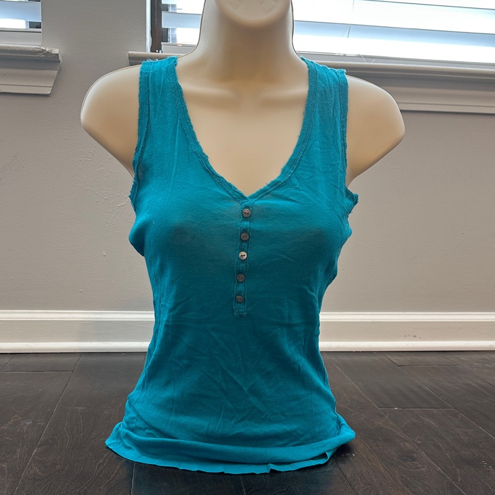 United Colors Of Benetton Turquoise Buttoned Tank Top
